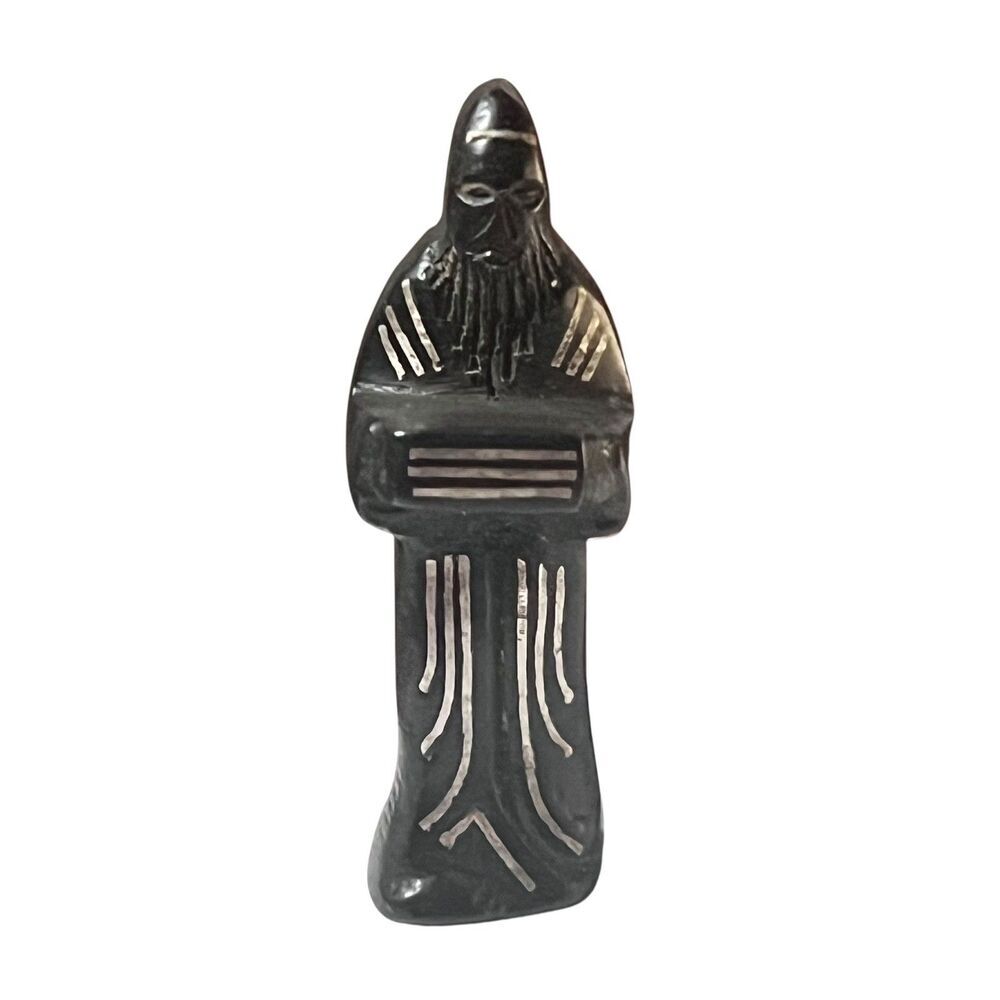 Vintage Stone Carved Oriental Asian Scholar Sage Figurine Statue Sculpture